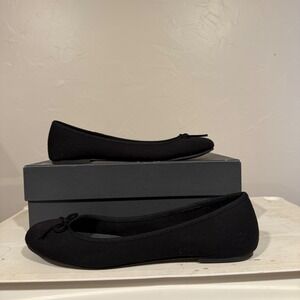 American Eagle Ballet Flats Women 9.5 Black Excellent Bow Accent Slip On 149768